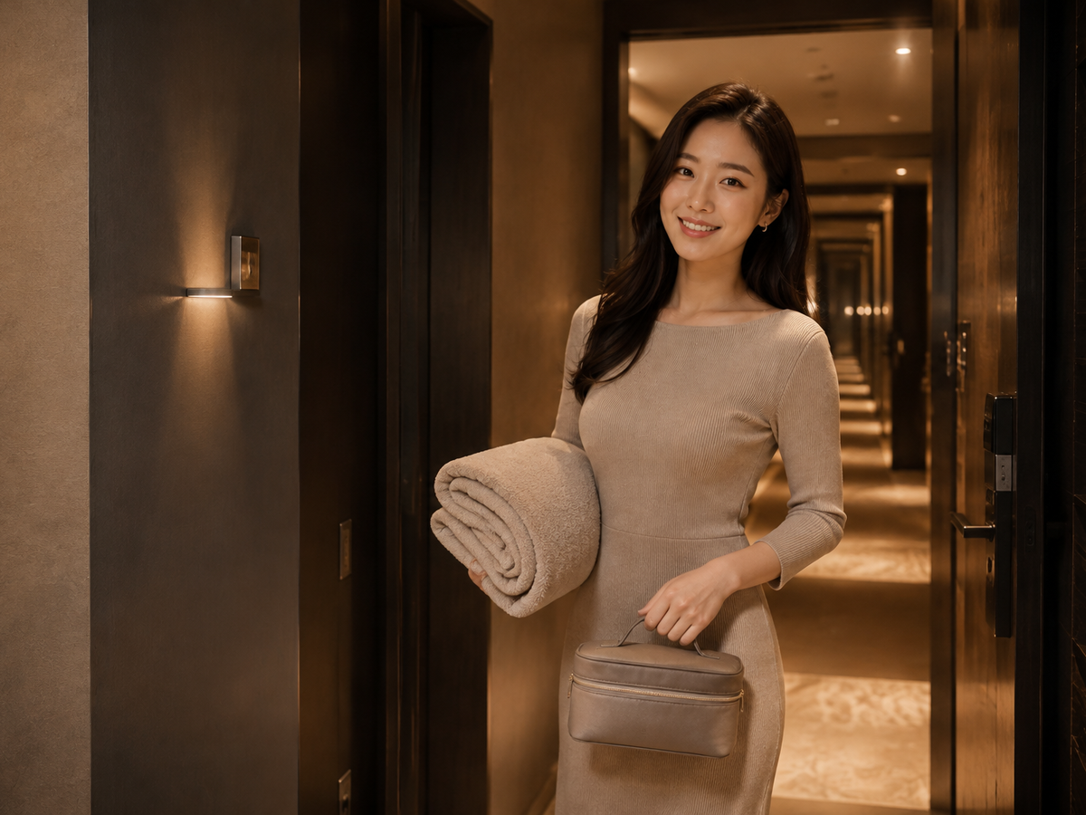 오산 방문 홈케어 일정을 준비하는 젊은 성인 한국 여성 관리사